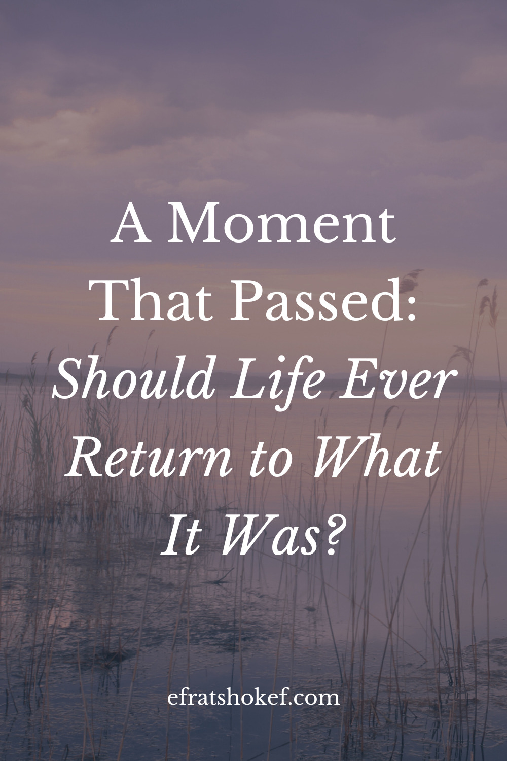 A Moment That Passed: Should Life Ever Return to What It Was?