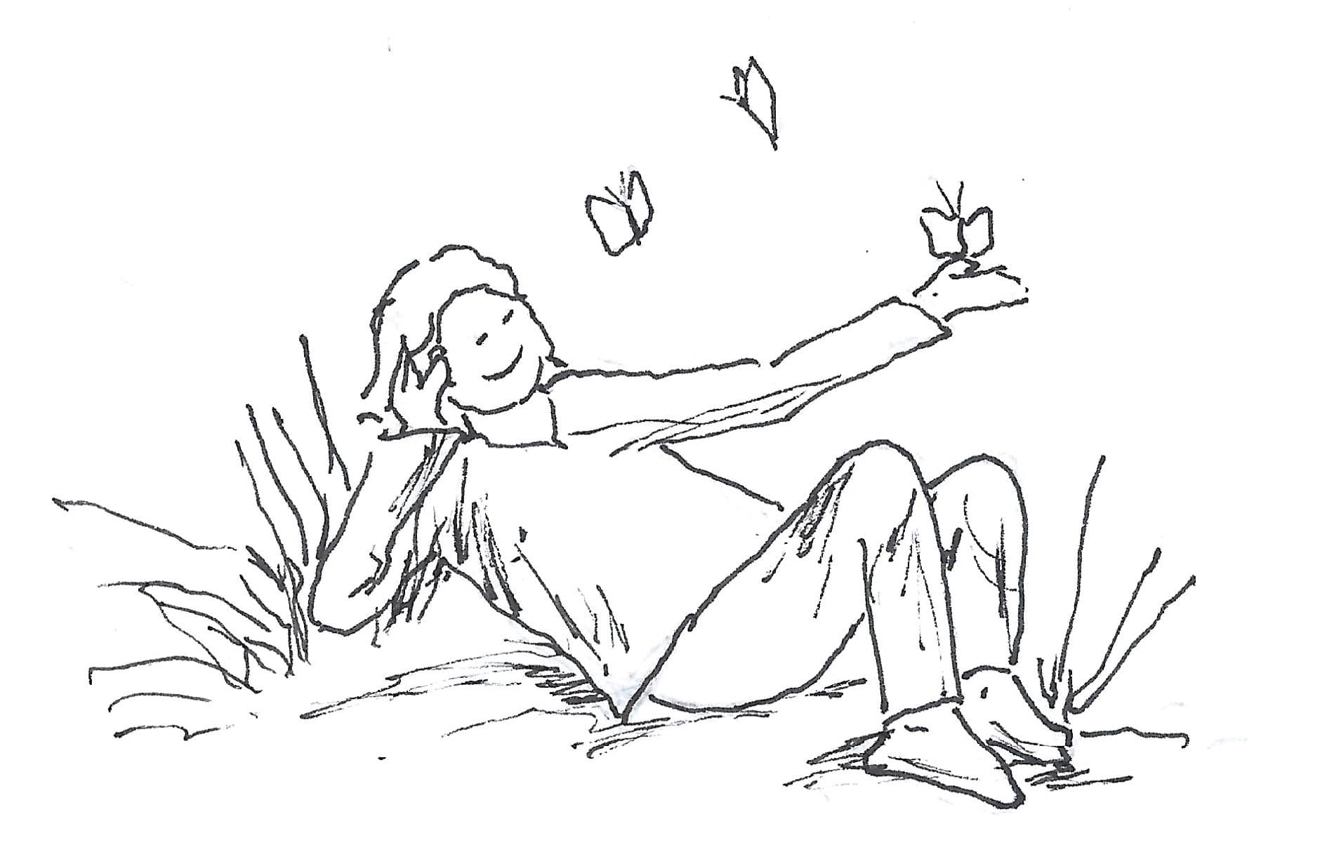 Kid with butterflies grounding