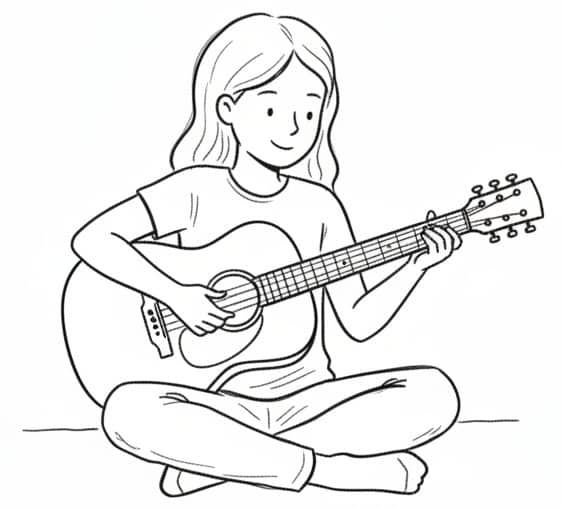 A girl plays guitar